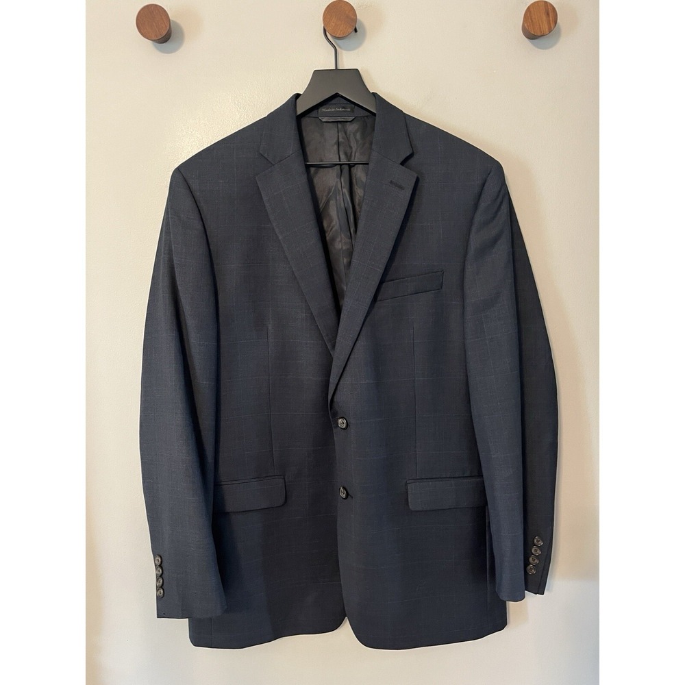 Lauren Ralph Lauren Plaid 100% WOOL Sport‎ Coat Jacket Blazer Blue Men's 42L